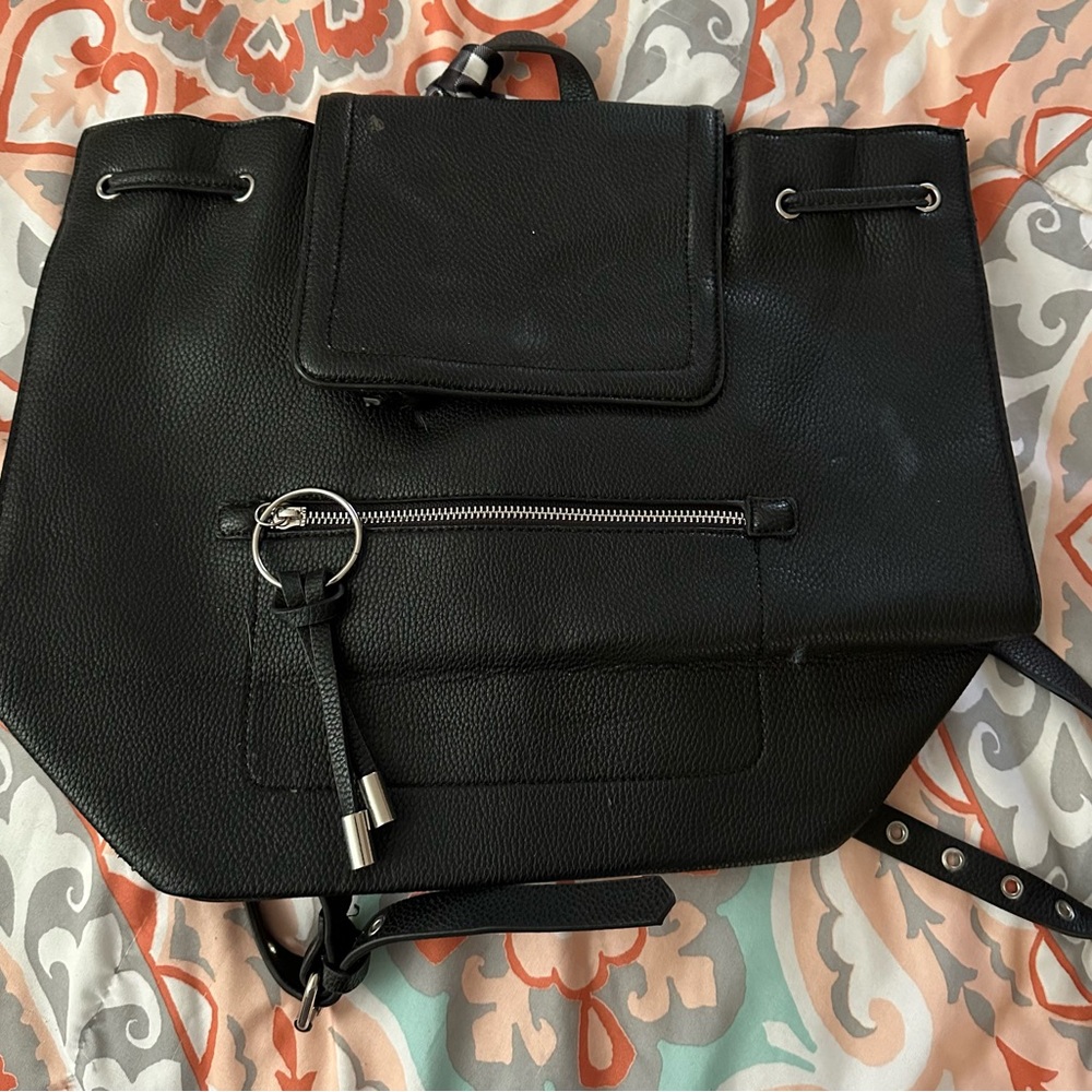 Aldo Black Leather Backpack